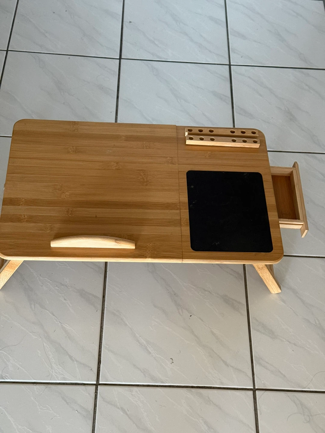 Bamboo Laptop Bed Tray with Drawer - photo 2