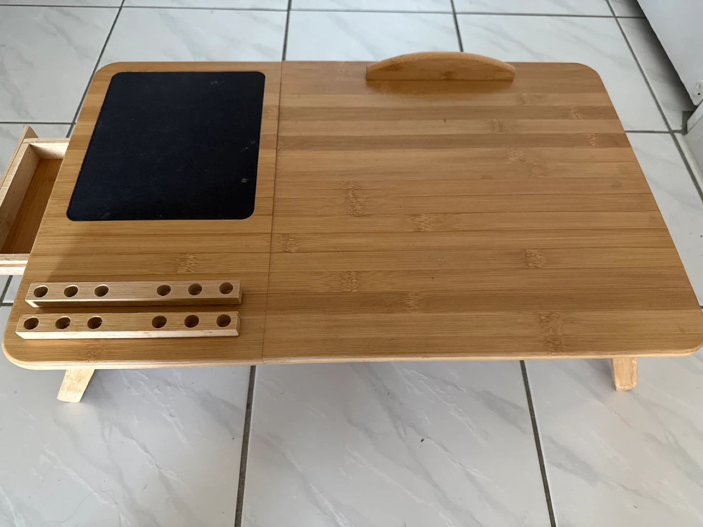 Bamboo Laptop Bed Tray with Drawer - photo 4