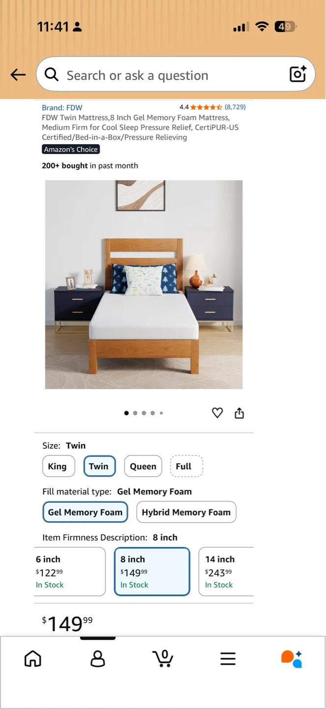 Awesofurni 14 Inch Twin Bed Frame and mattress