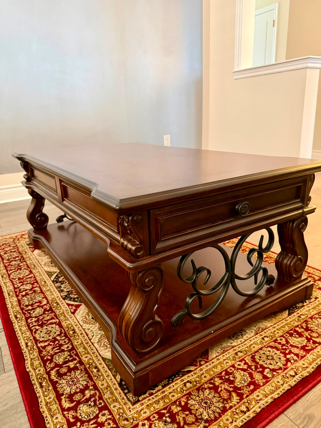 Ornate Lift-Top Coffee Table with Drawer - photo 3