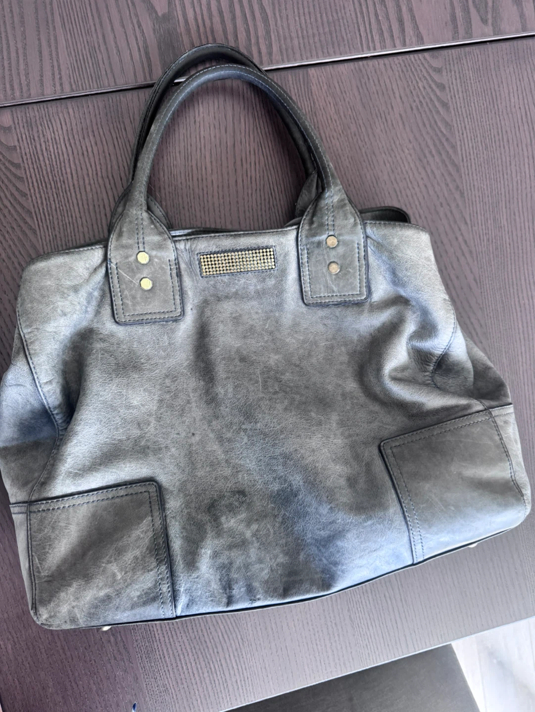 CLIO Classic grey leather handbag - photo 4