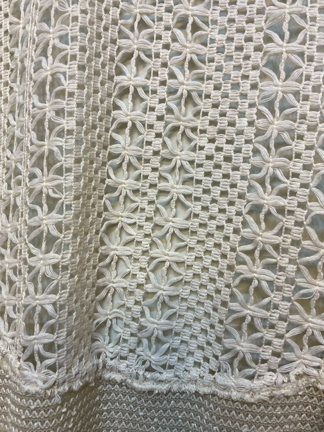 Cream Crochet Open Front Cardigan - photo 3