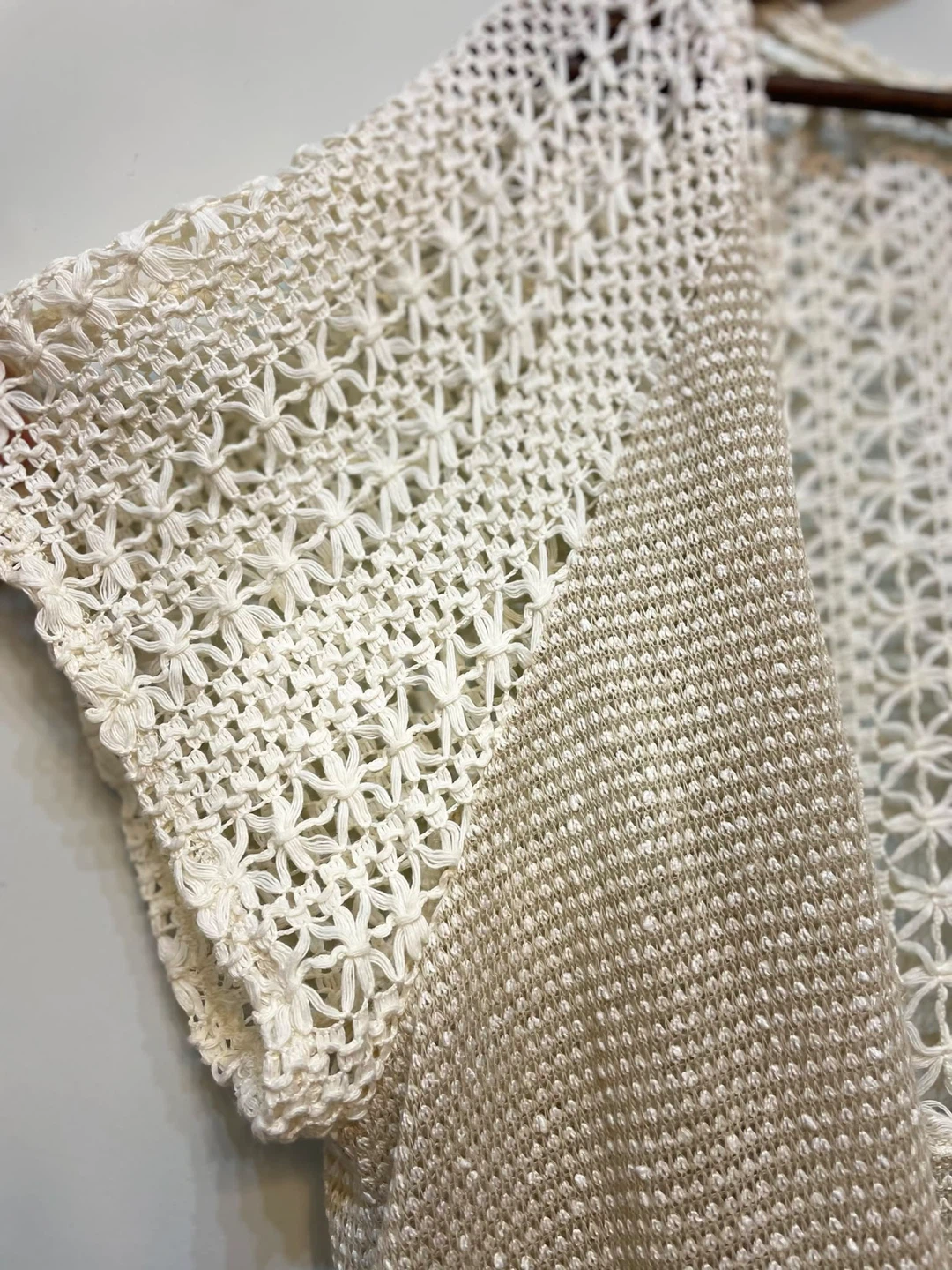 Cream Crochet Open Front Cardigan - photo 4