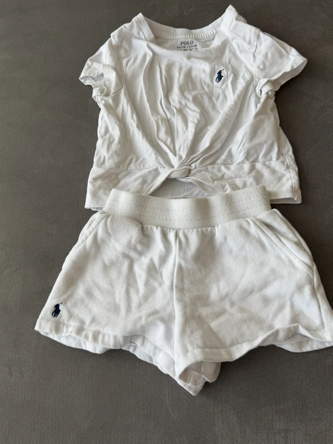 Ralph Lauren Polo White T-Shirt and Shorts Set - Size 2T