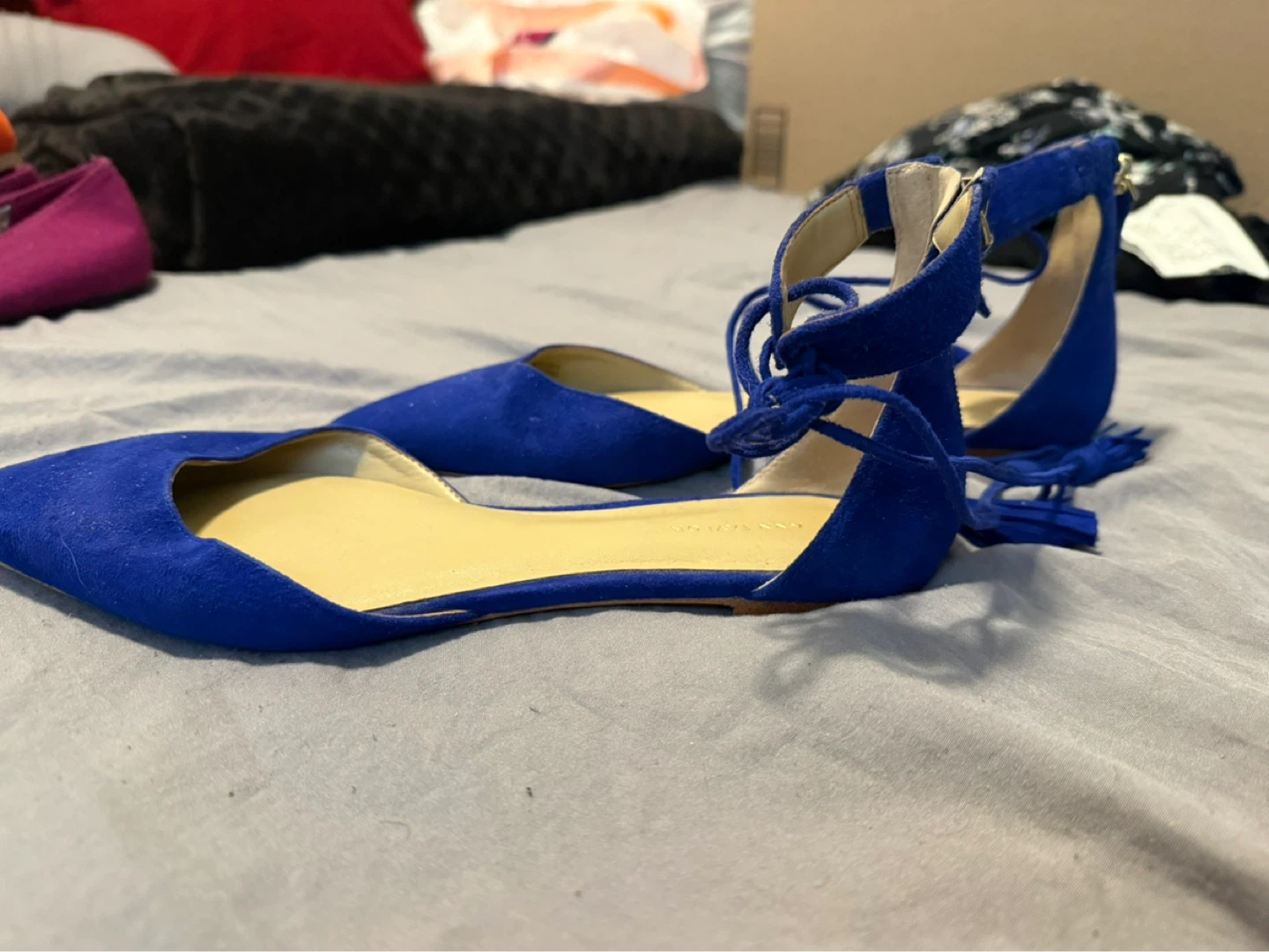 Ann Taylor Royal Blue Suede Tassel Flats