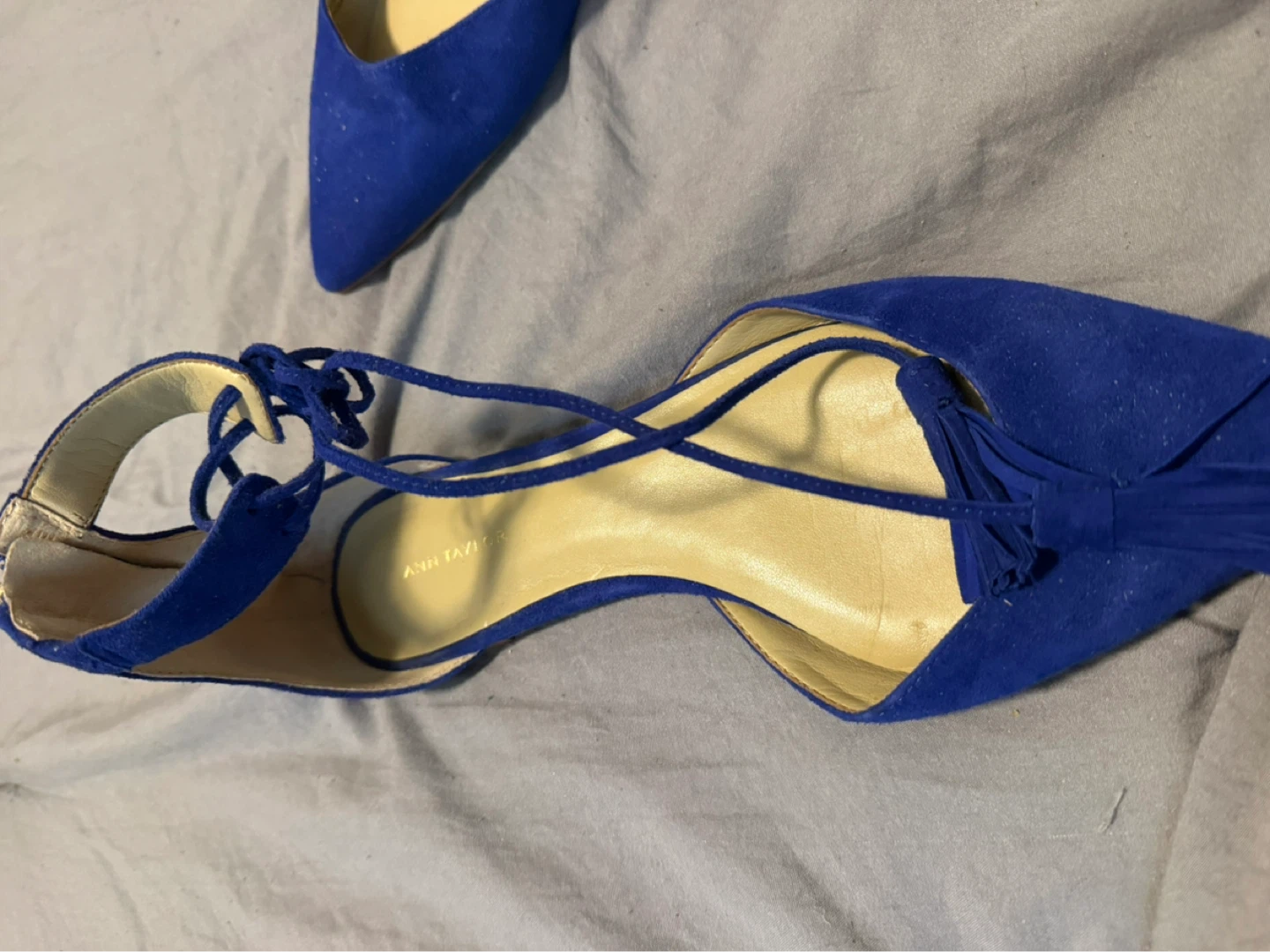 Ann Taylor Royal Blue Suede Tassel Flats - photo 3