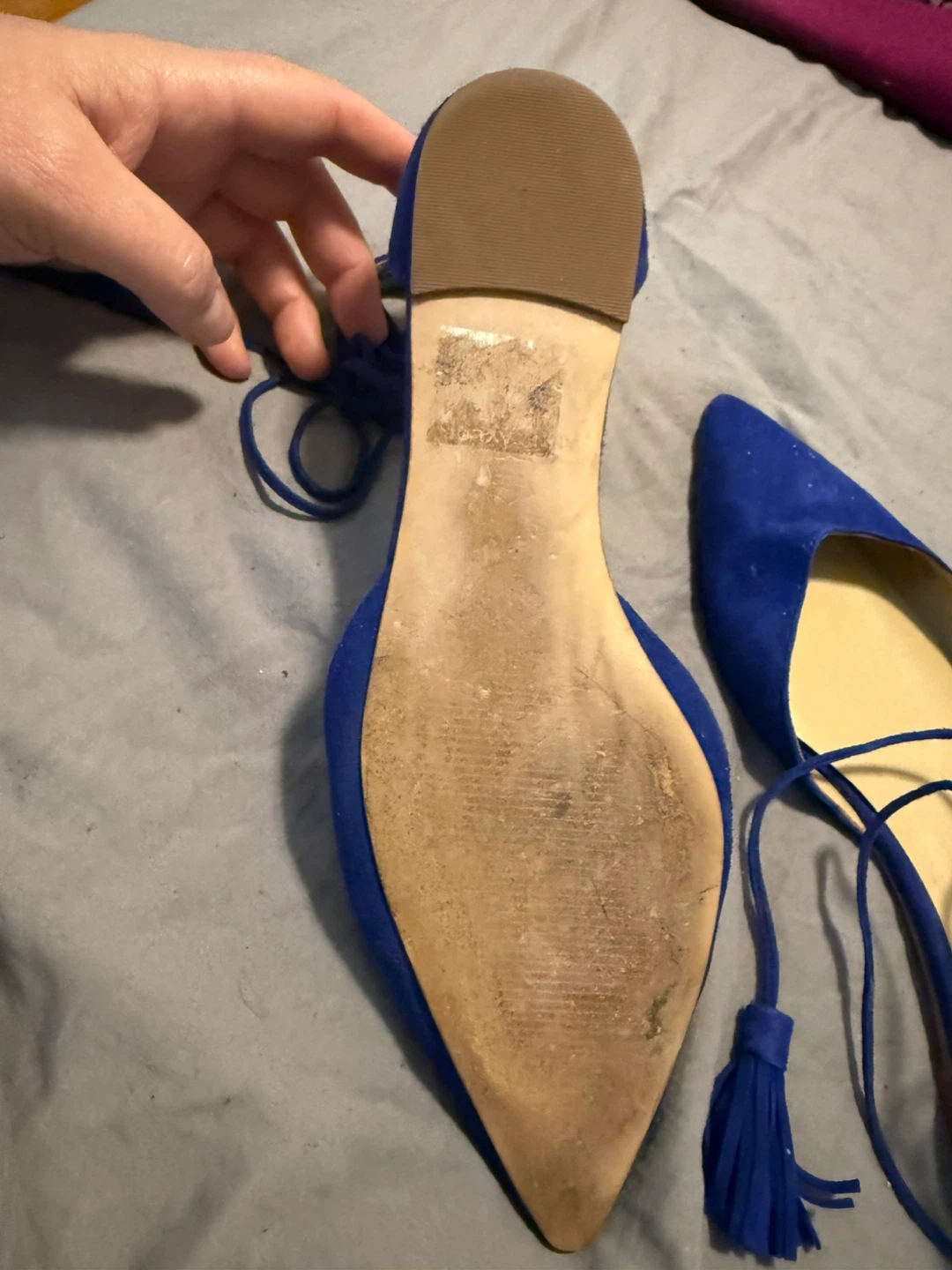 Ann Taylor Royal Blue Suede Tassel Flats - photo 4