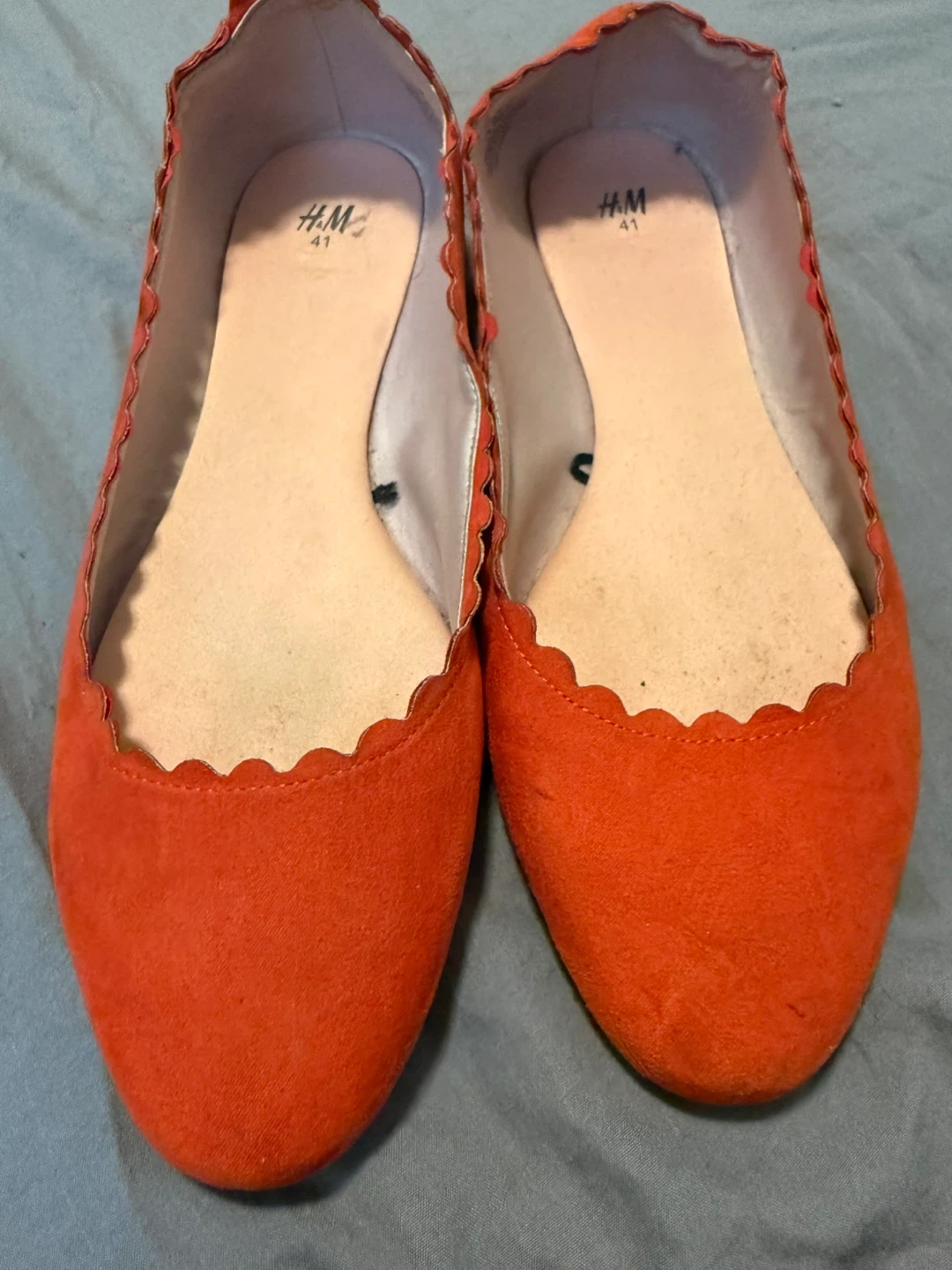 H&M Orange Scalloped Ballet Flats - Size 41