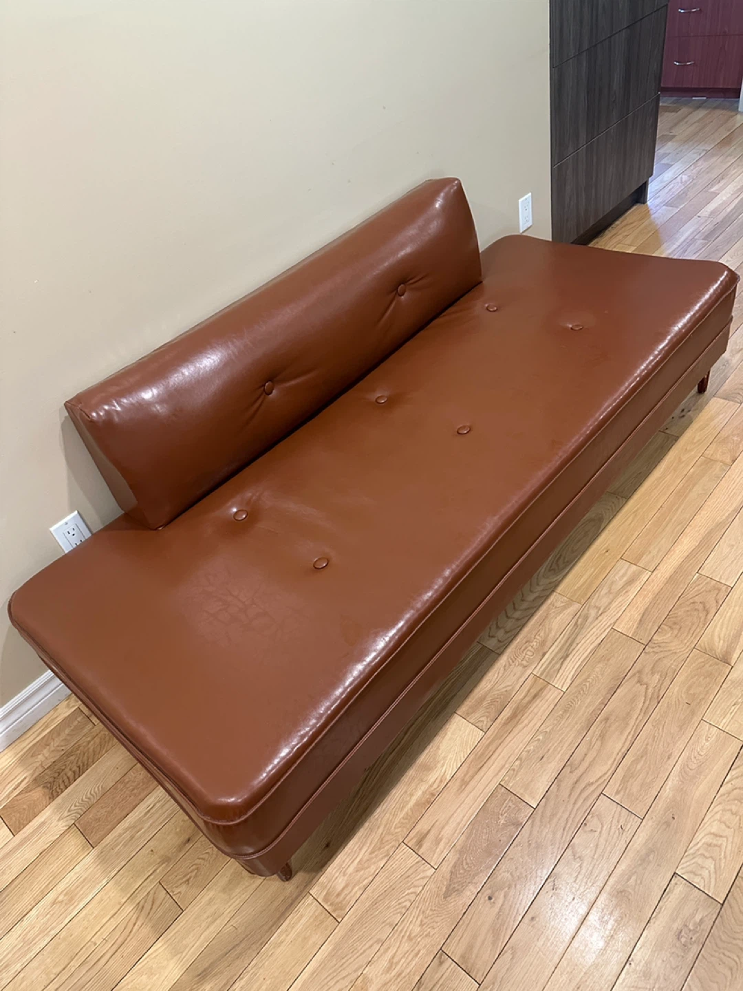 Vintage MCM Tan Leather Sofa Bed / Daybed (CAN DELIVER) - photo 3