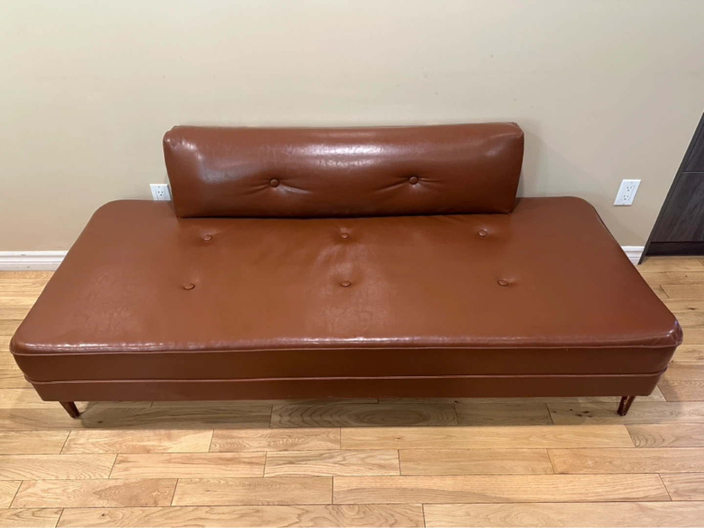 Vintage MCM Tan Leather Sofa Bed / Daybed (CAN DELIVER) - photo 2