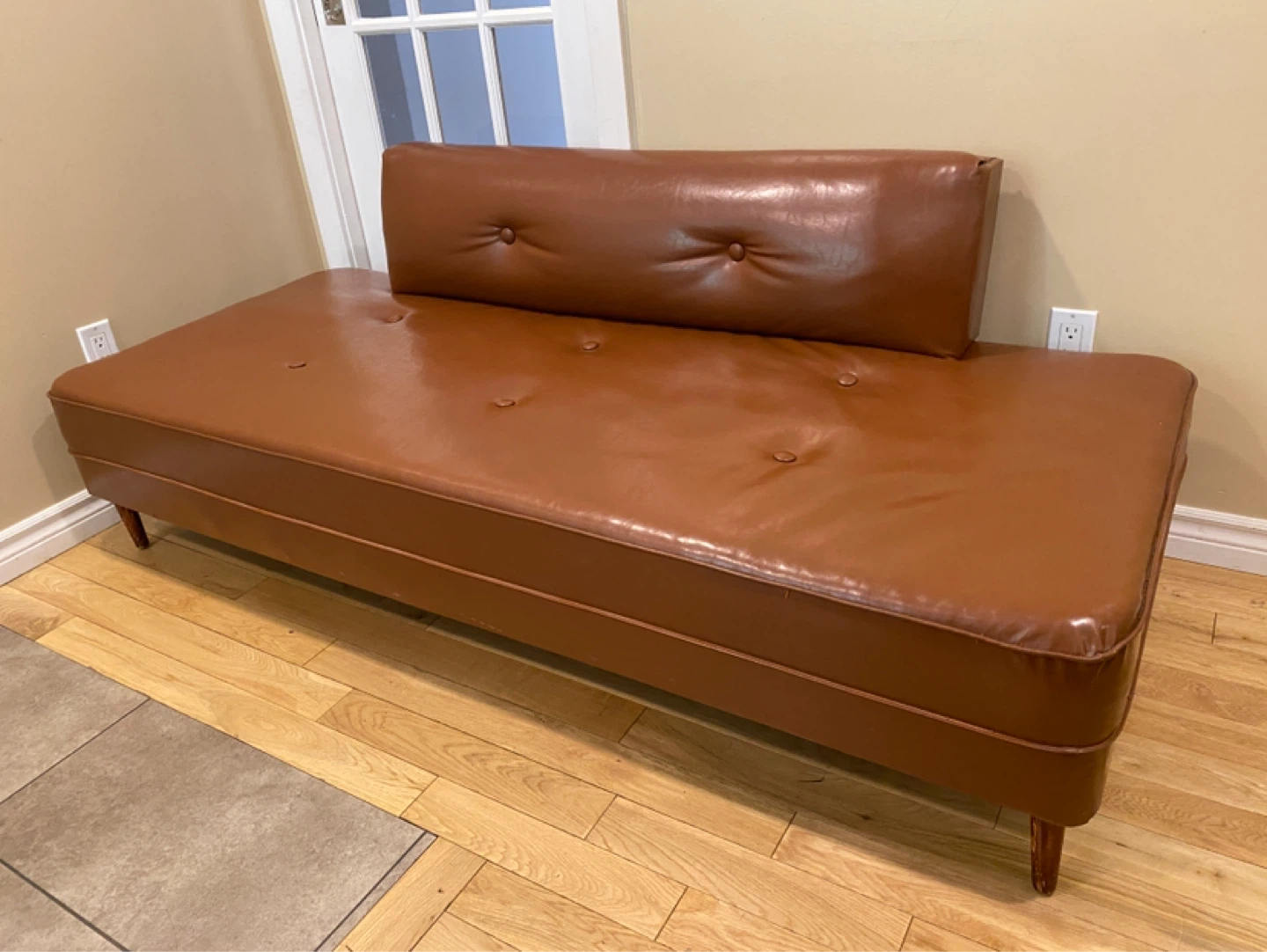 Vintage MCM Tan Leather Sofa Bed / Daybed (CAN DELIVER)