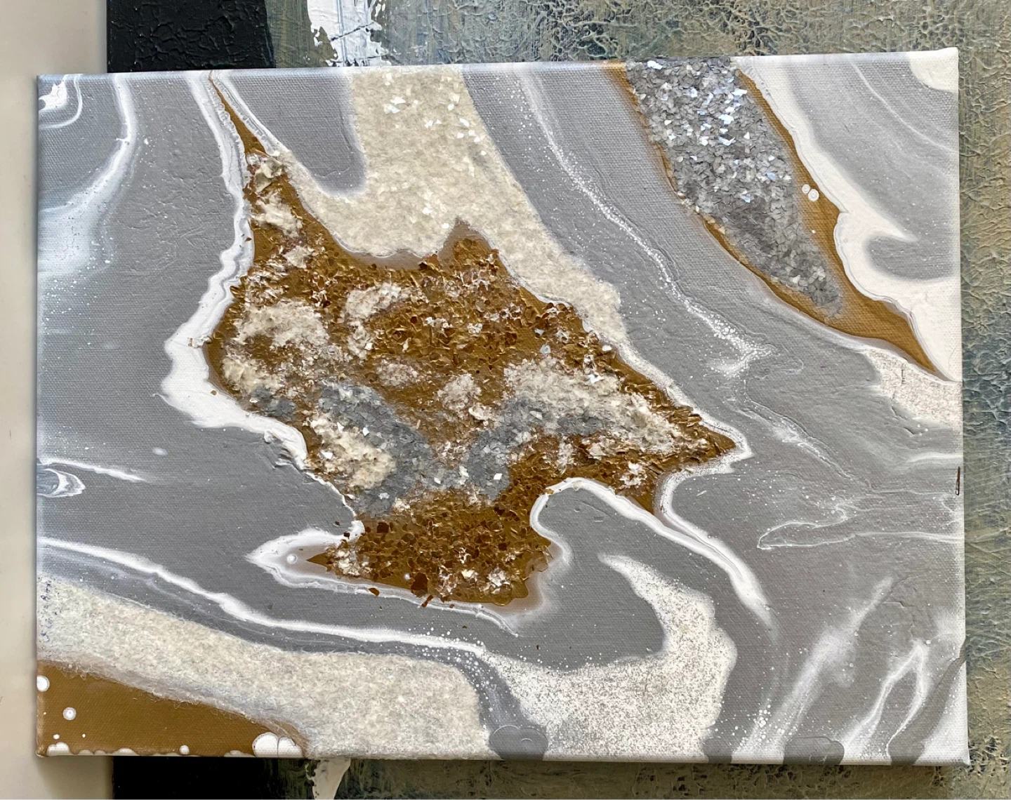 Geode Abstract diamond glass Canvas Wall Art - photo 2