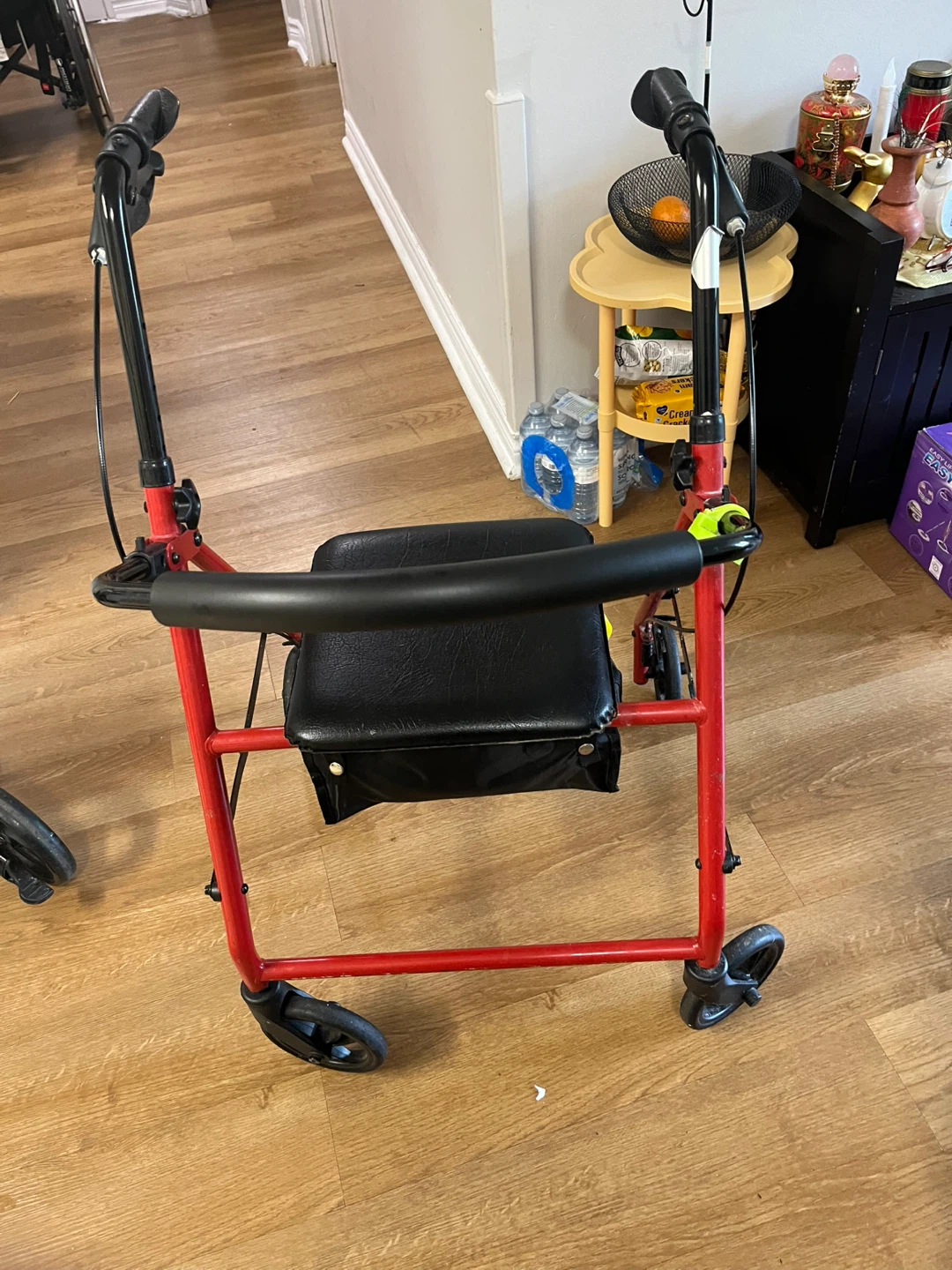 Red 4-Wheel Walker with Seat