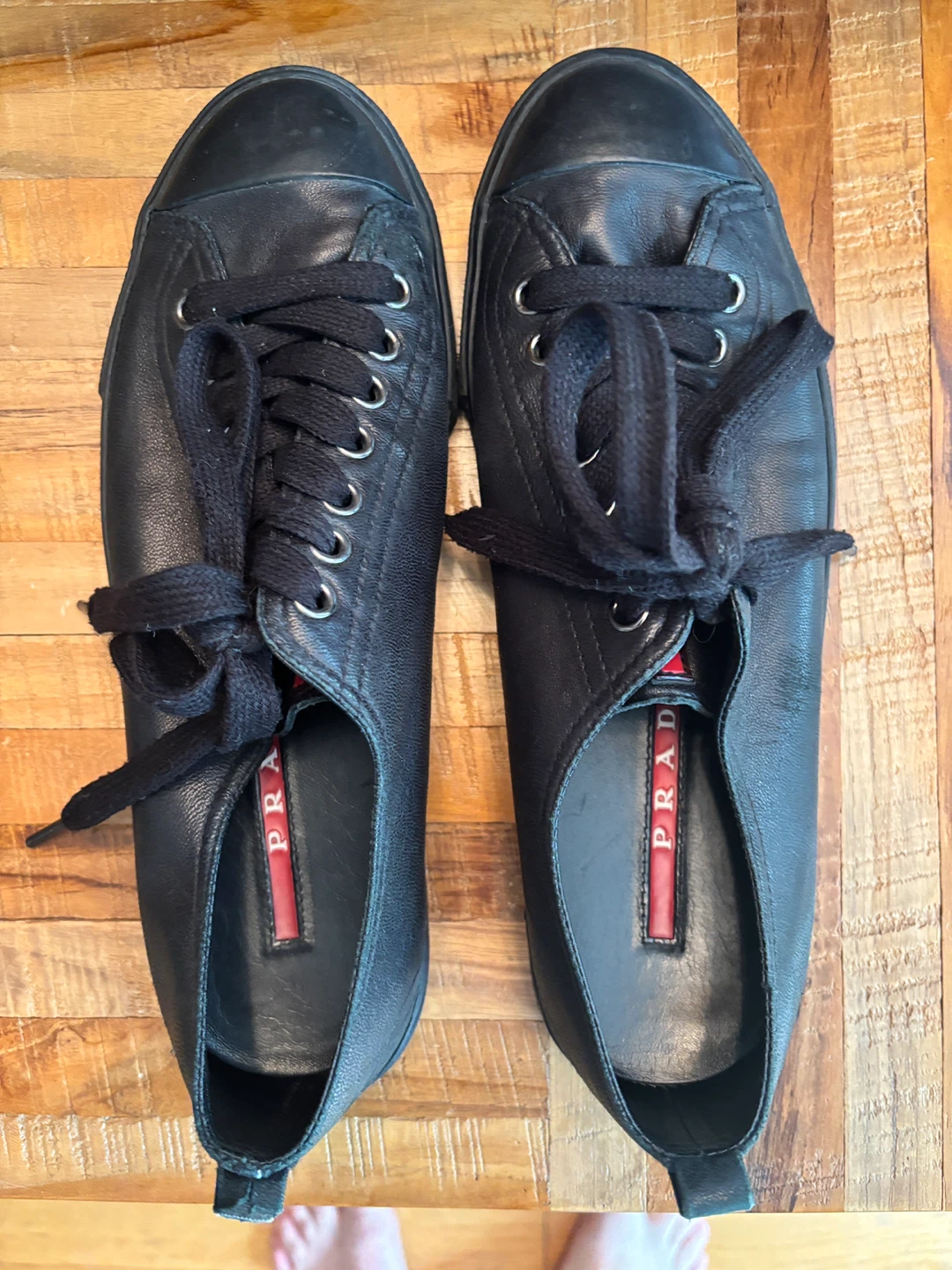 Prada Black Leather Sneakers 7.5