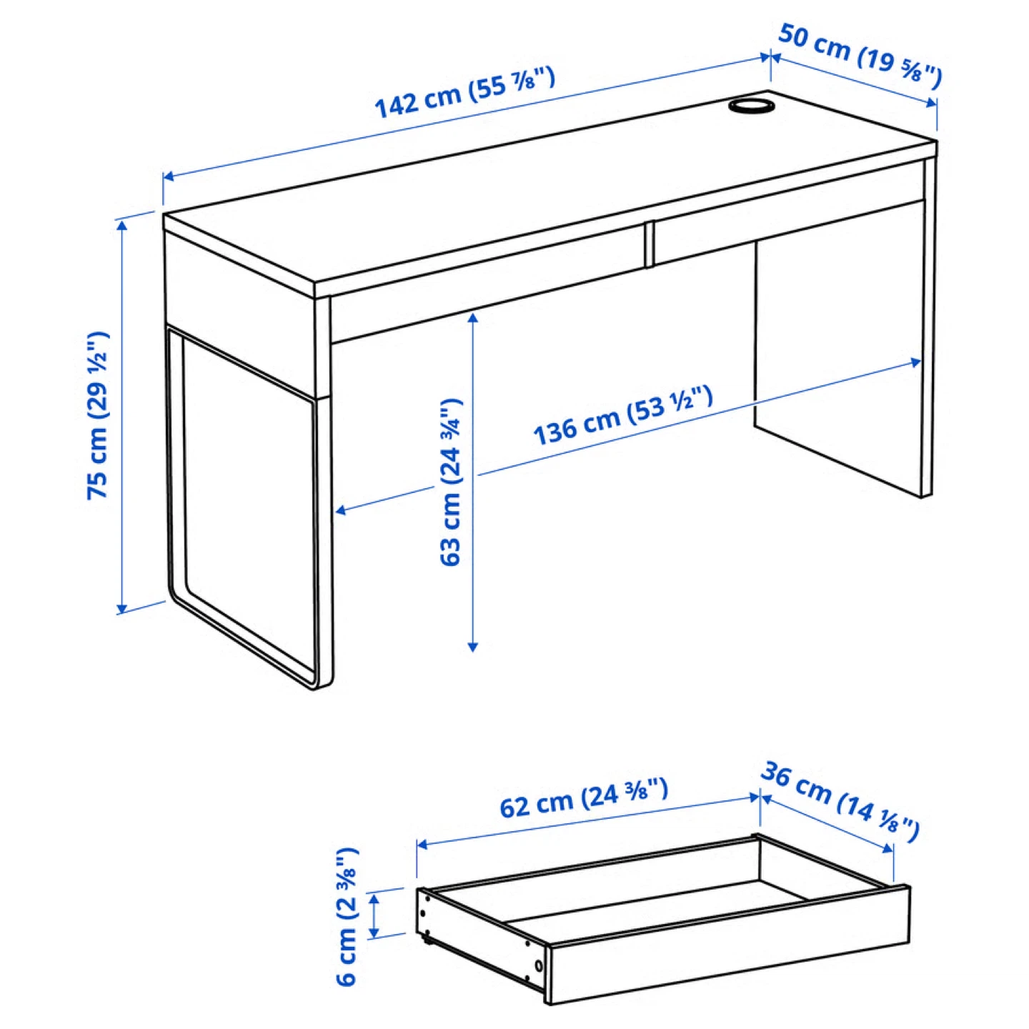 Ikea Micke desk with a drawer. - photo 5