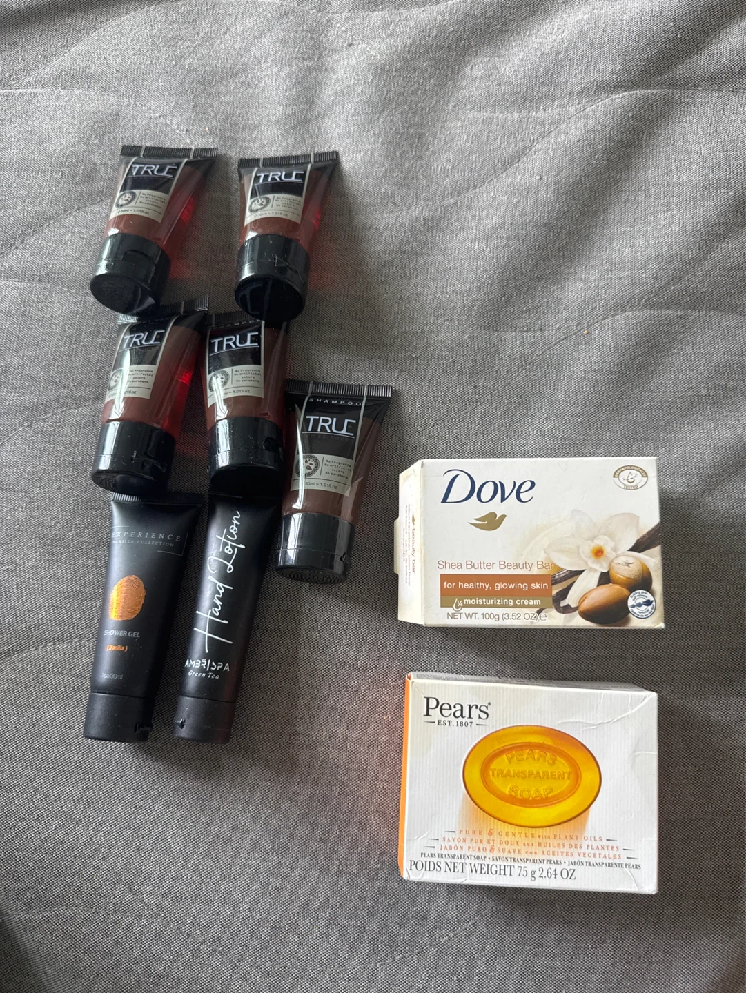 TRU Travel Size Toiletries, Dove & Pears Soap Lot