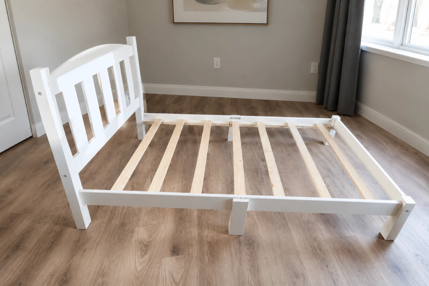 White Wooden Single Bed Frame