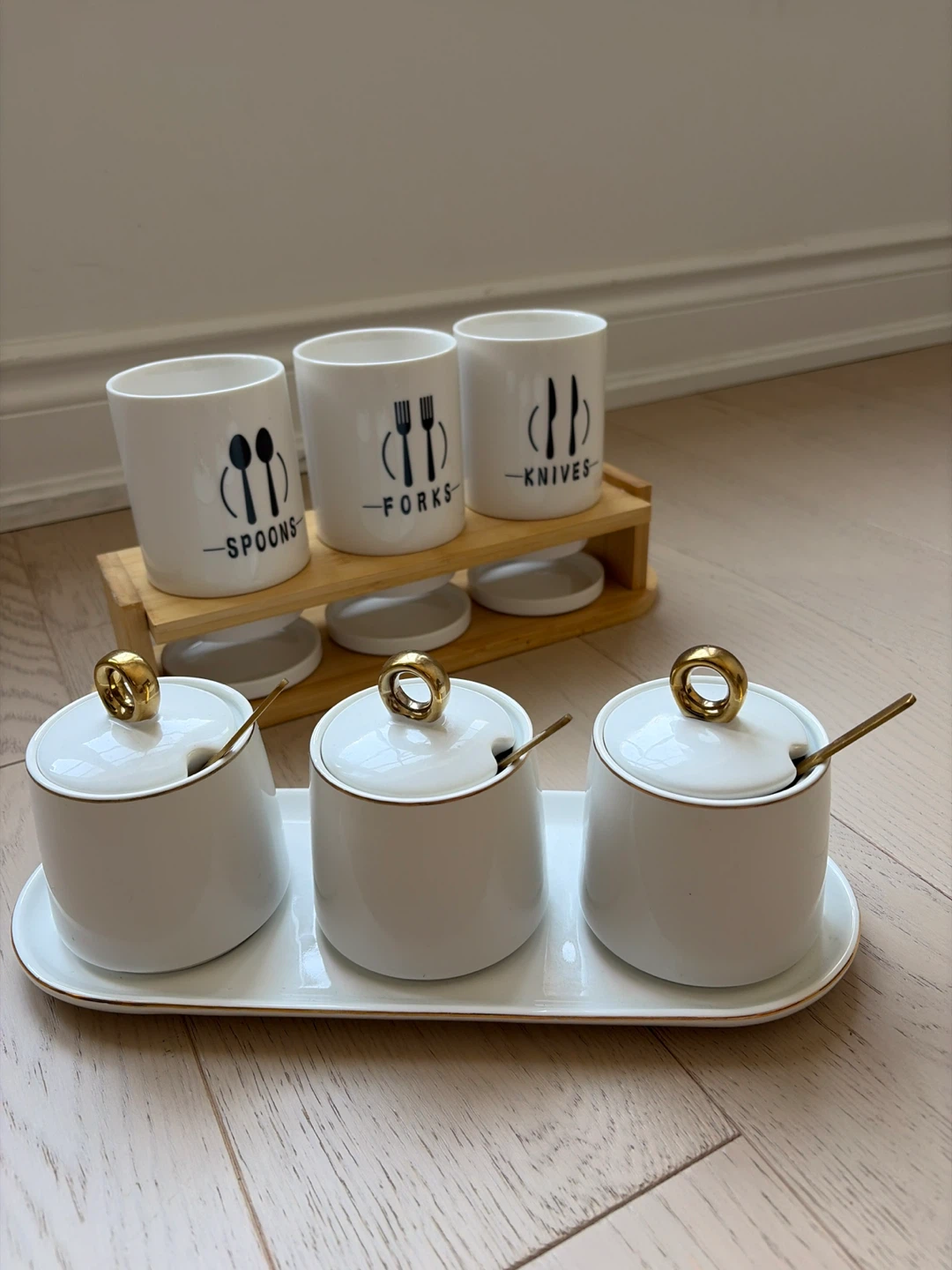 Elegant Ceramic Kitchen Counter Organizer Set – Like New
