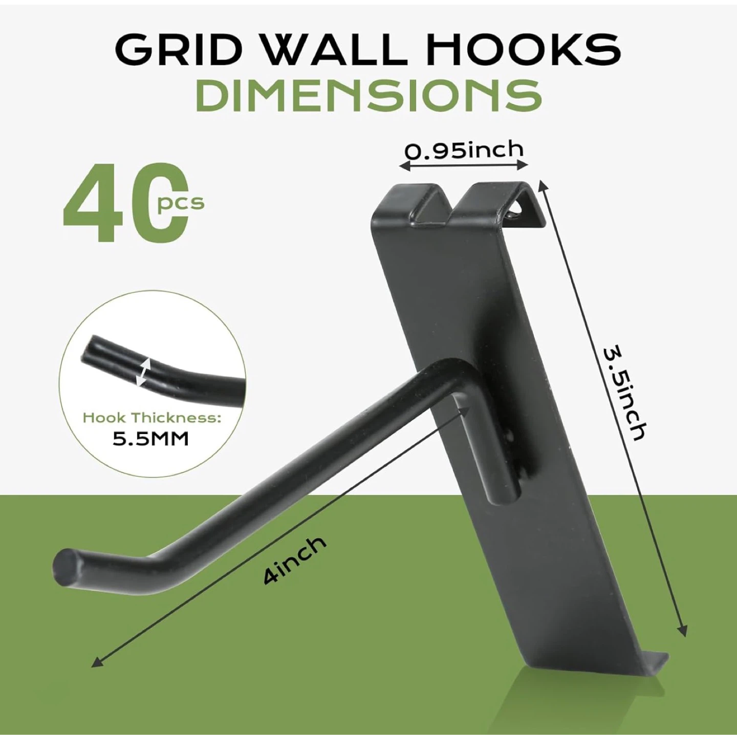 40pc Black Grid Wall Hooks Set - photo 2