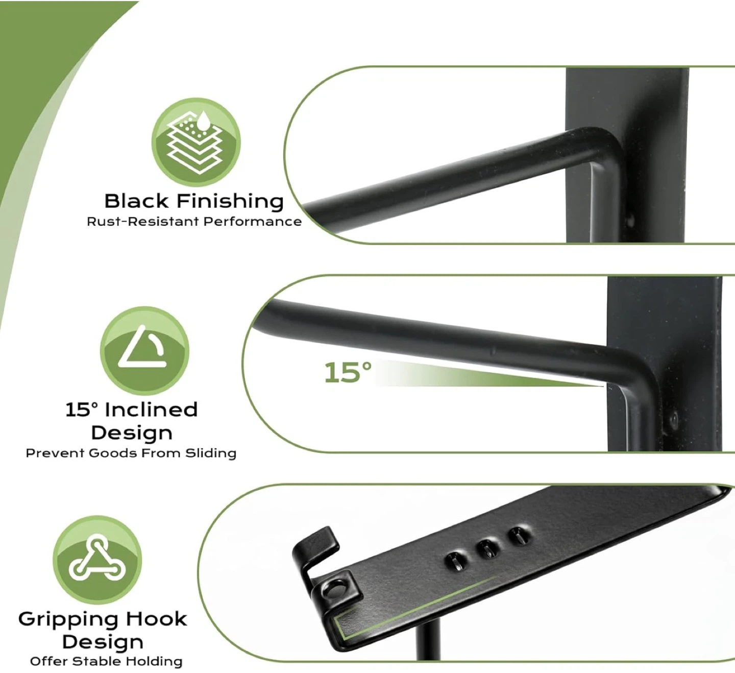 40pc Black Grid Wall Hooks Set - photo 3