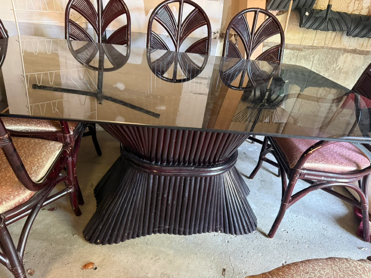 Rattan Dining Set - Glass Table Top and 6 Chairs - photo 4
