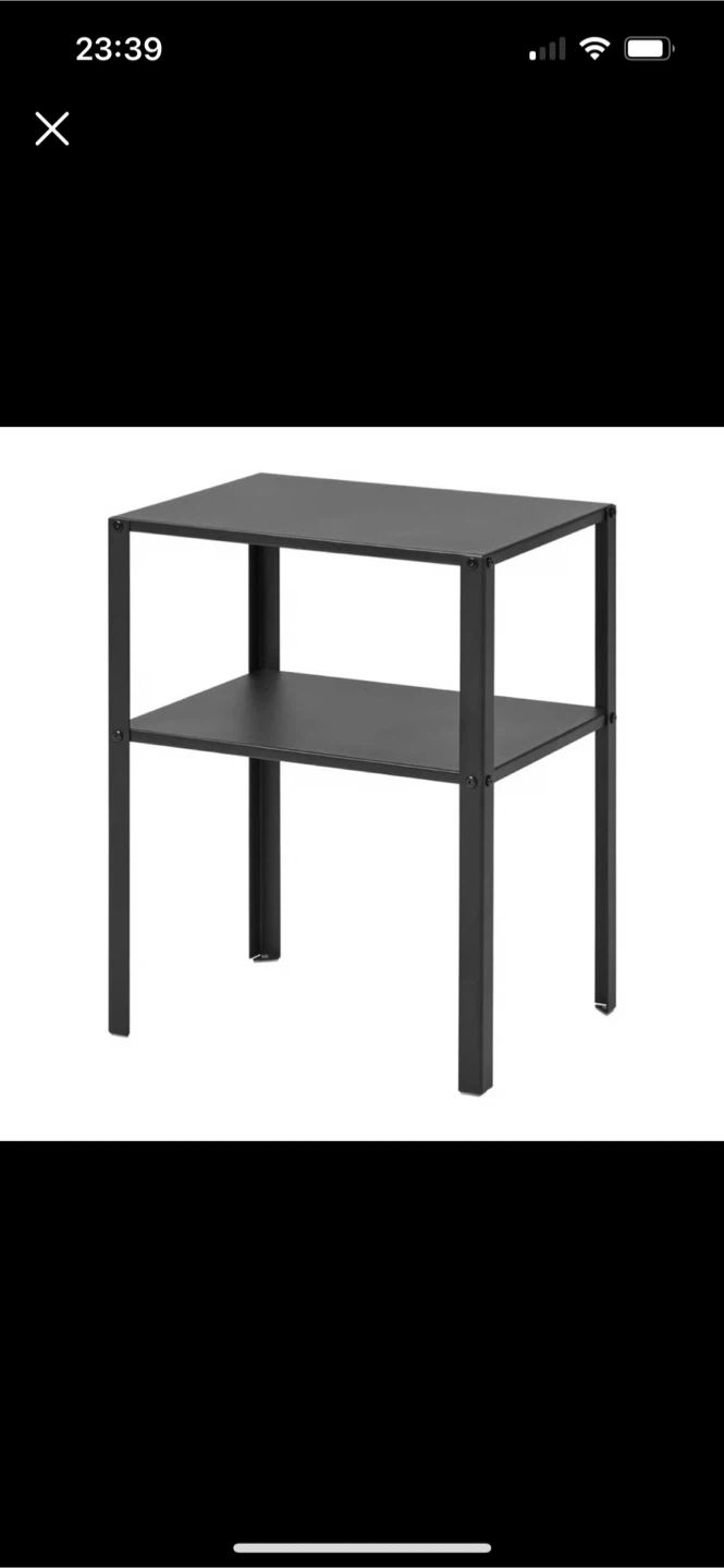 White Metal Storage Shelf Unit with Black Side Table - photo 3