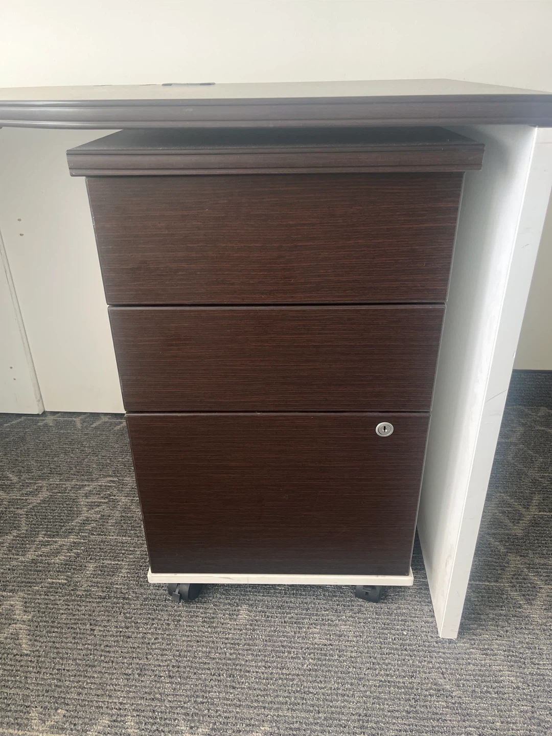 L-Shaped Office Desk with File Cabinet - photo 3