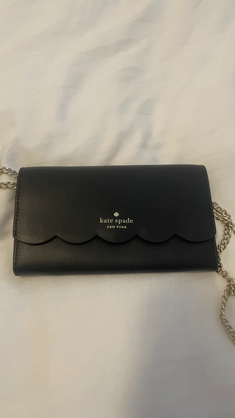 Kate Spade Black Scallop Wallet with Chain