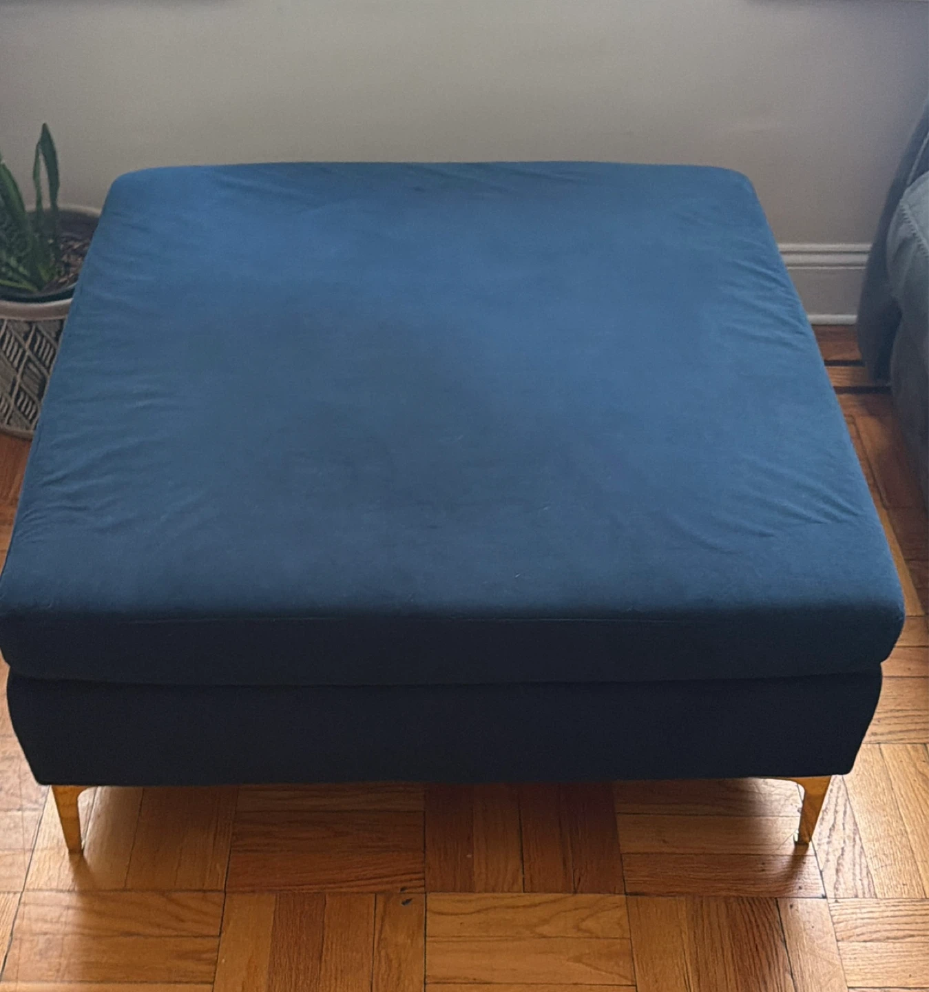 Navy Blue Ottoman with Gold Legs - photo 2