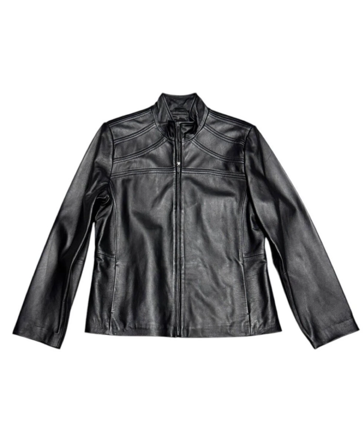 Nicole Miller GENUINE LEATHER Black Jacket XL