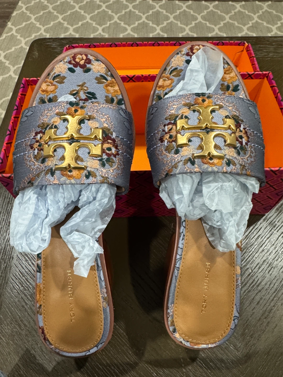 Tory Burch Floral Slides with Logo - photo 3