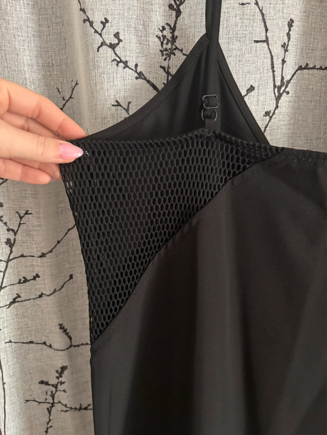 DKNY Black Slip Dress with Mesh Accents - photo 3