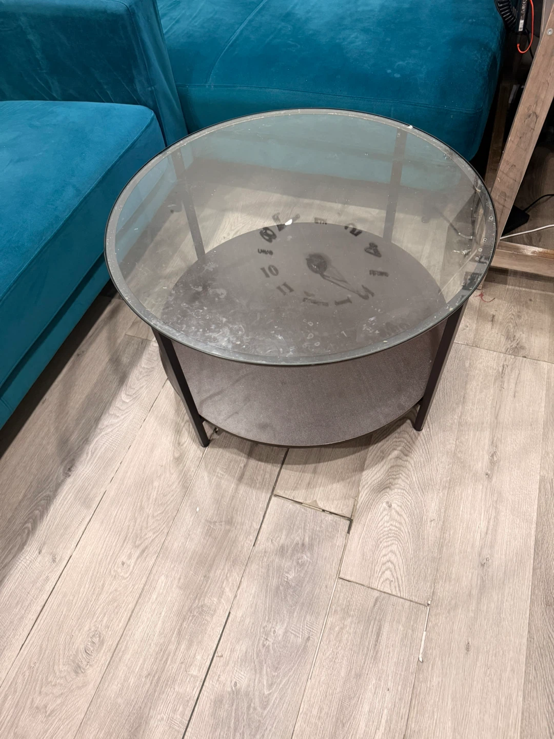 Round Coffee Table with Clock Design