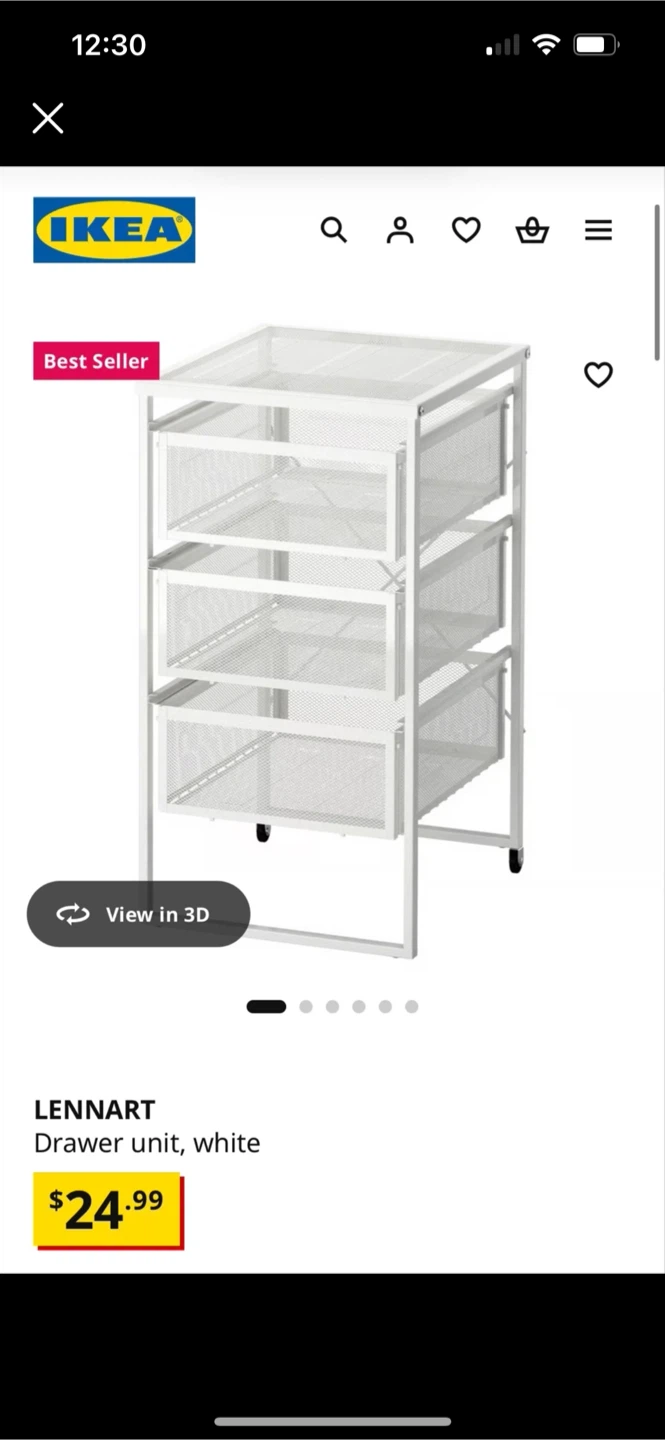 White Metal Storage Shelf Unit with Black Side Table