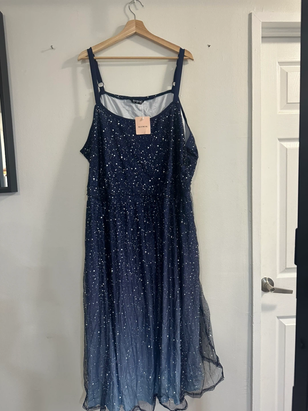 BloomChic Navy Sparkle Print Maxi Dress