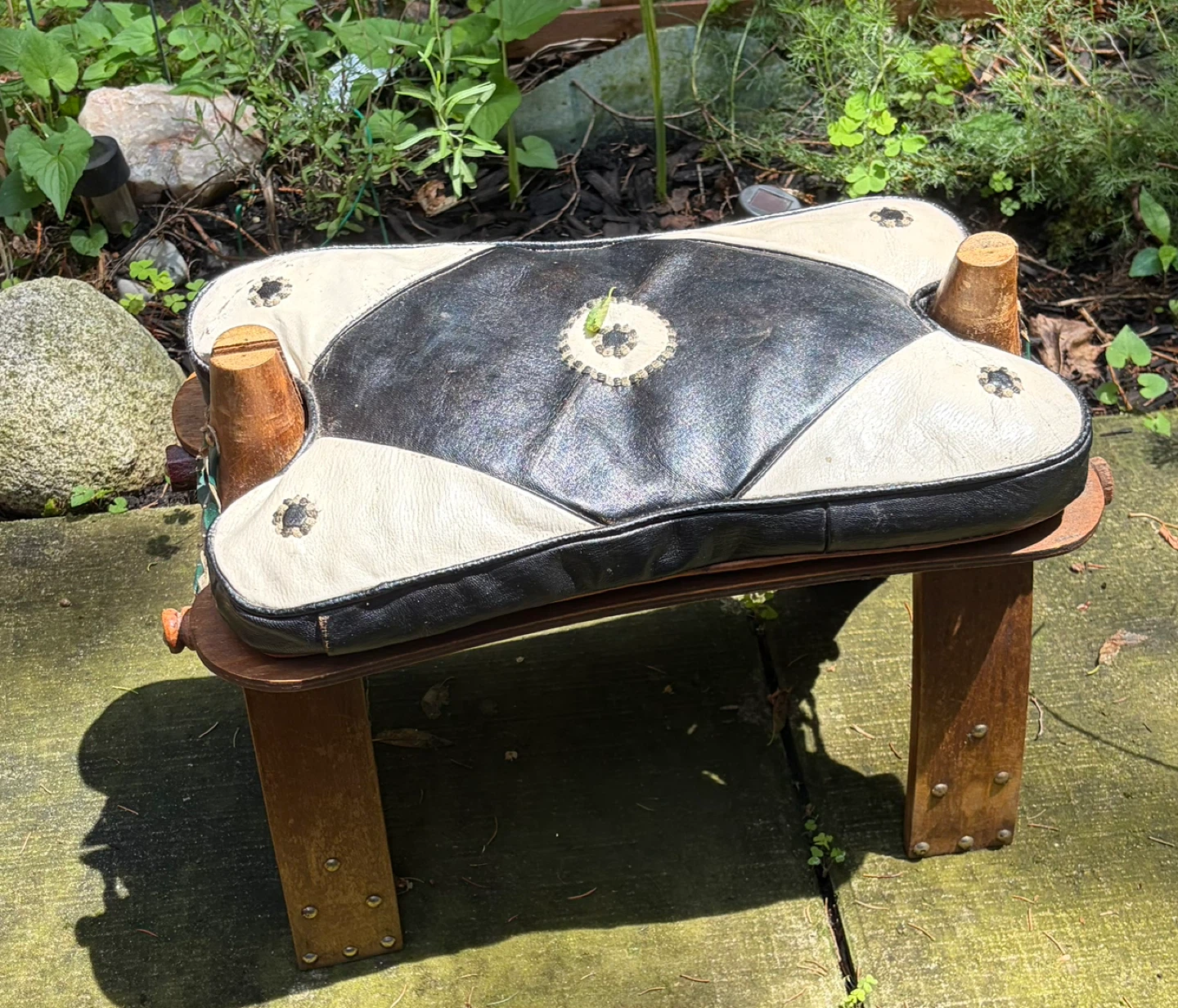 Black and White Padded Stool