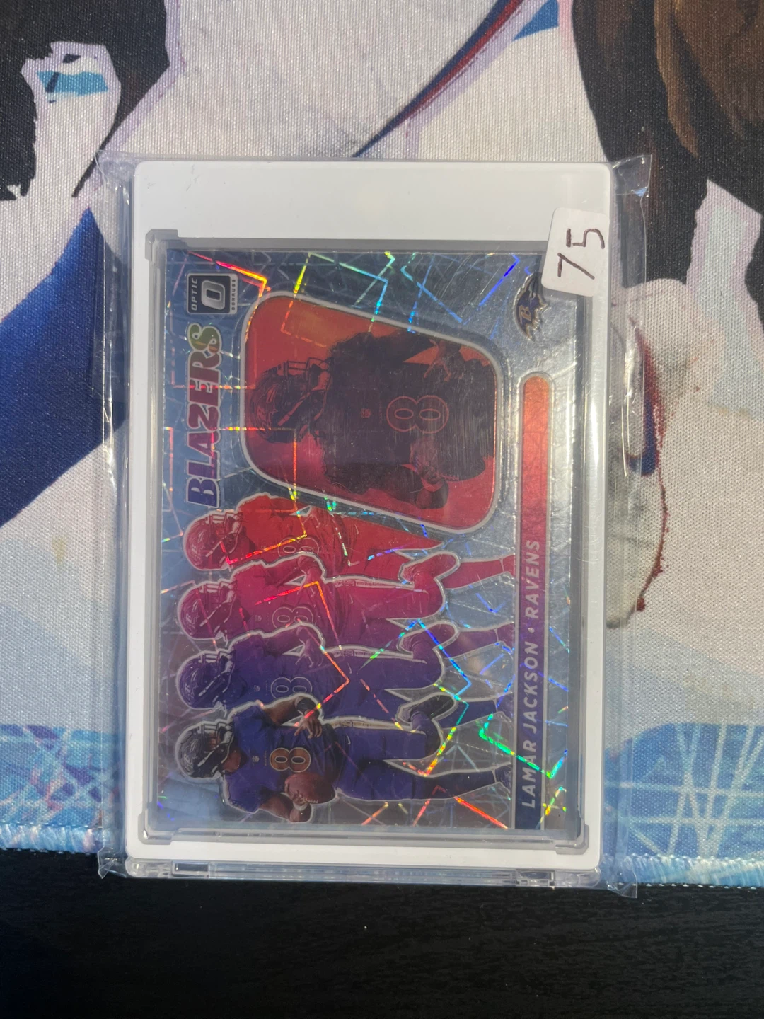 2022 Lamar Jackson blazers case hit Donruss Optic