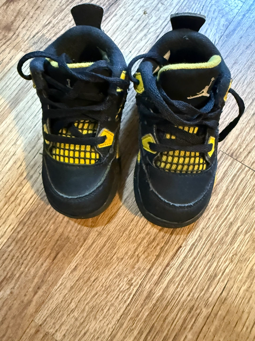 Jordan 4 Toddler Shoes Black Yellow