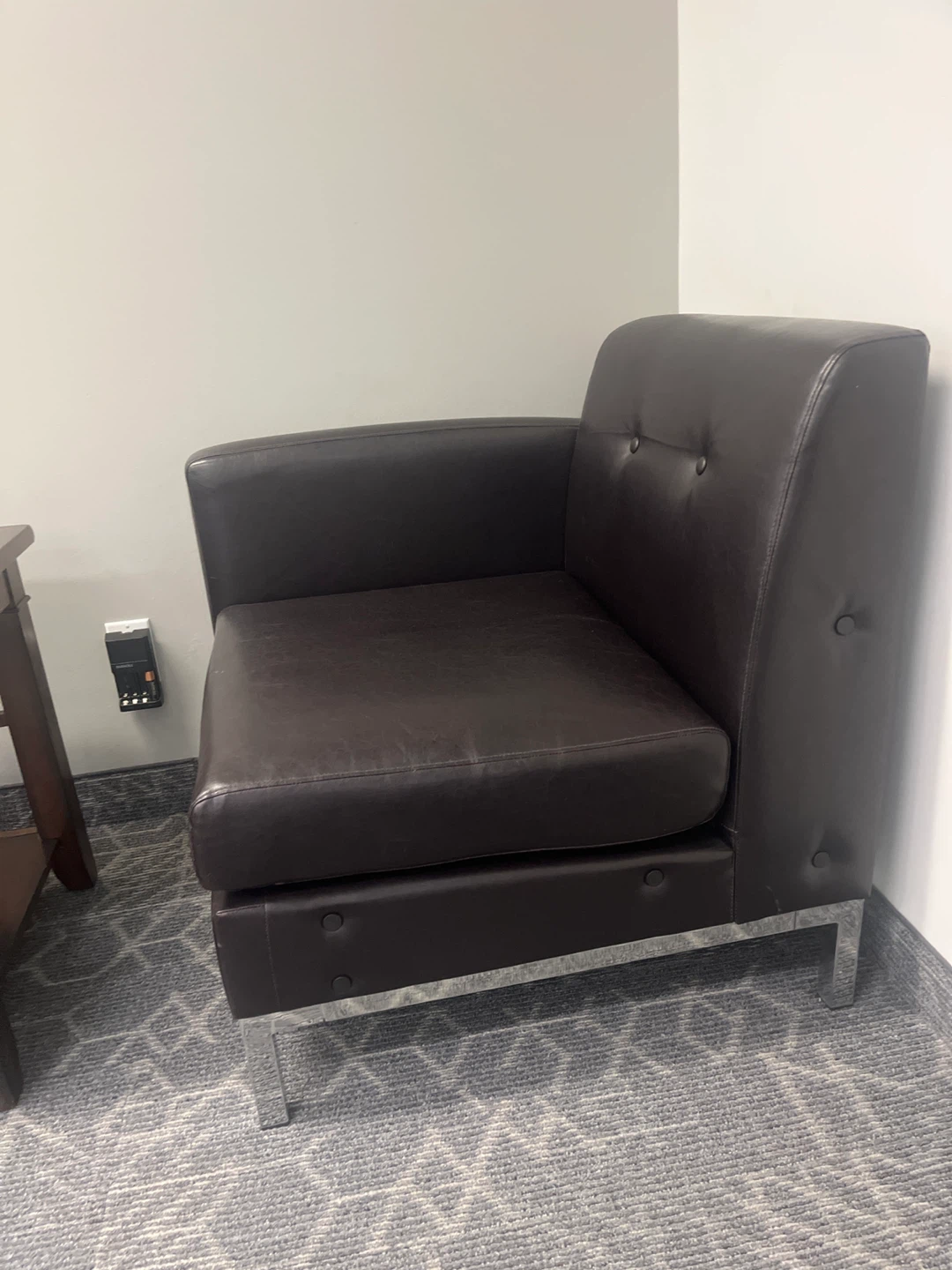 Single seat couch pair with a wooden coffee table - photo 2