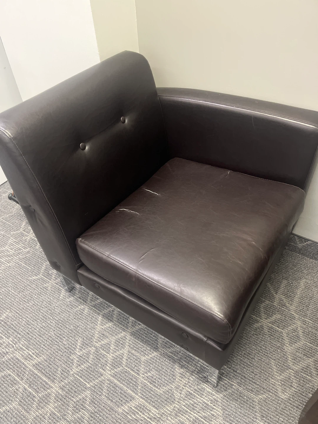 Single seat couch pair with a wooden coffee table - photo 3