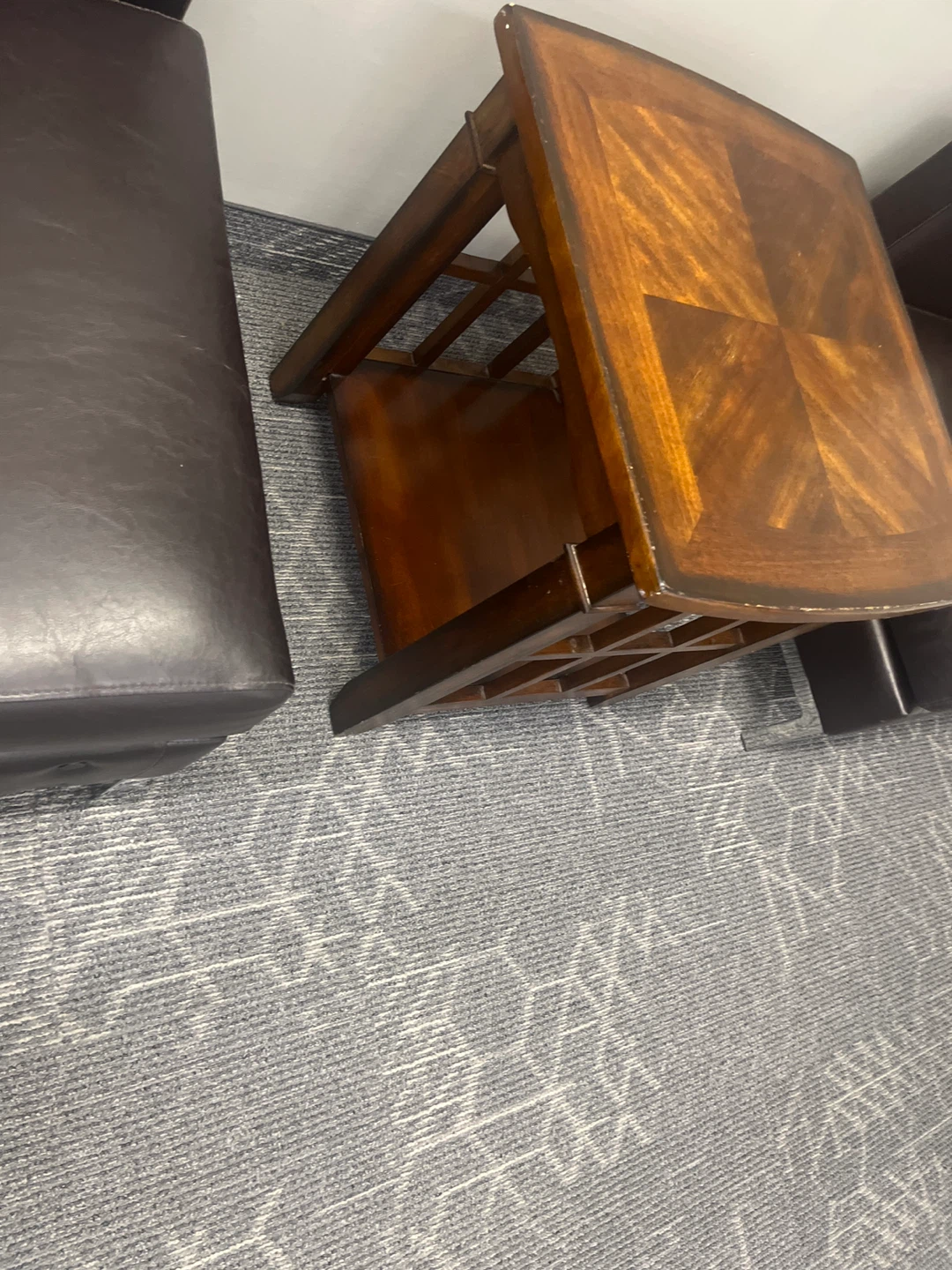 Single seat couch pair with a wooden coffee table - photo 5