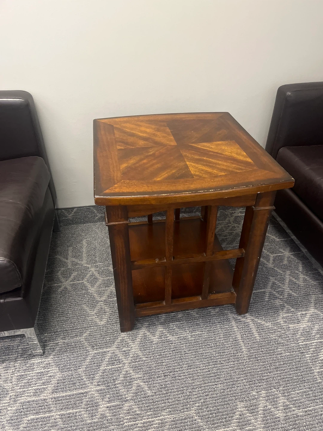 Single seat couch pair with a wooden coffee table - photo 4