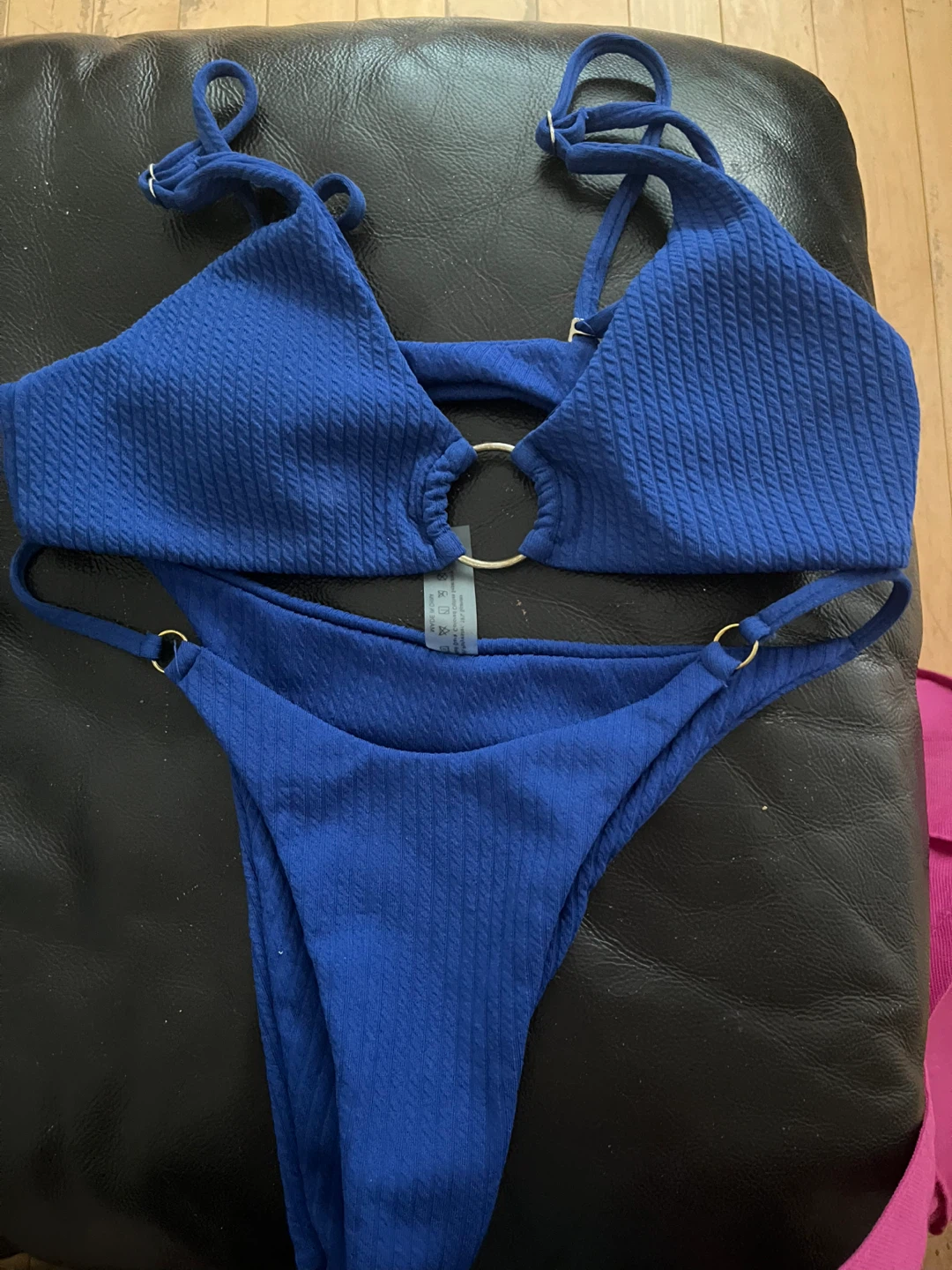 Blue Textured Bikini Set