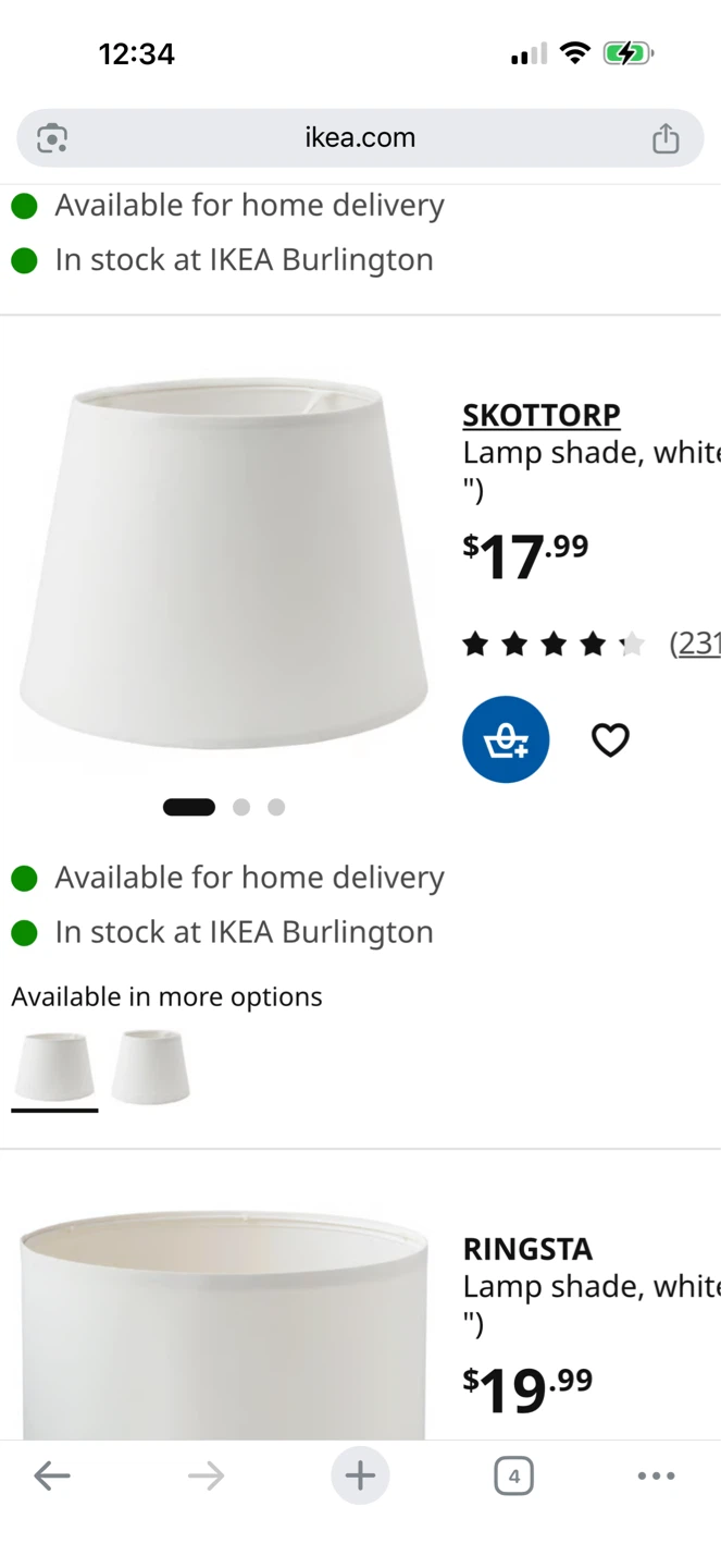 IKEA SKOTTORP Lamp Shade White 13"