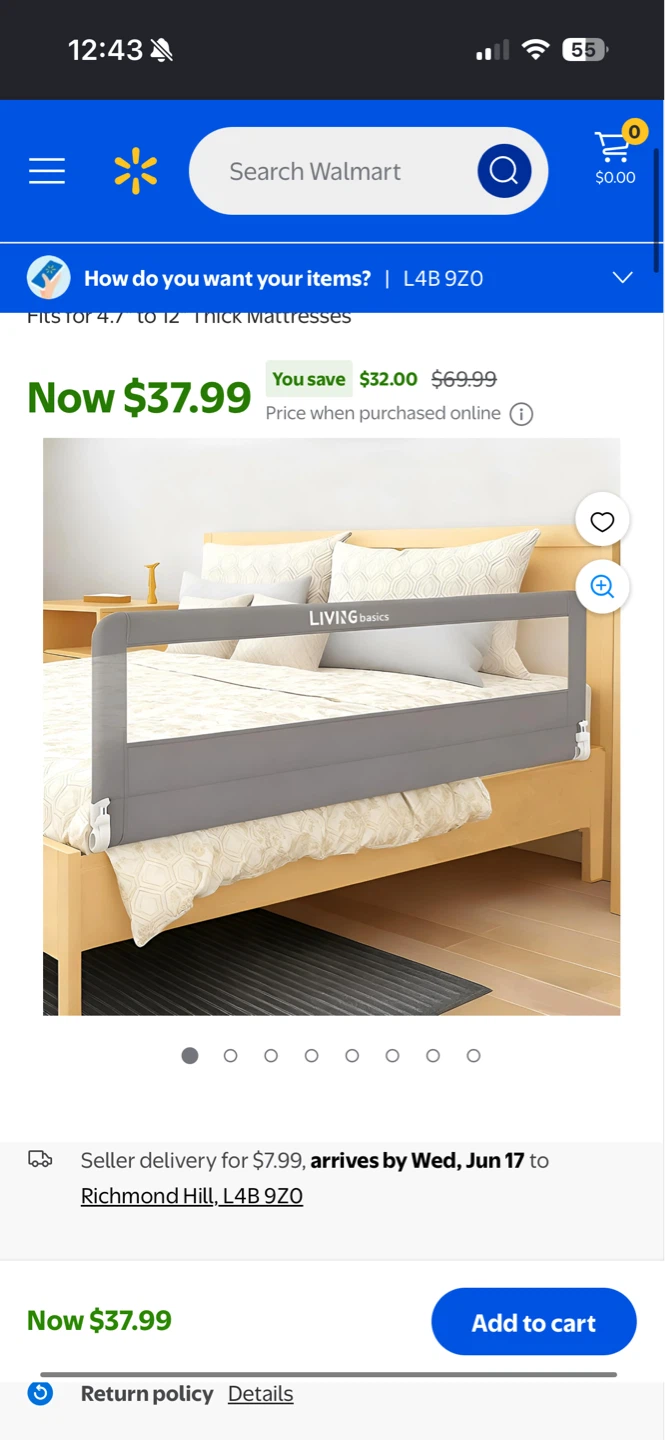 LIVING basics Bed Rail - Grey