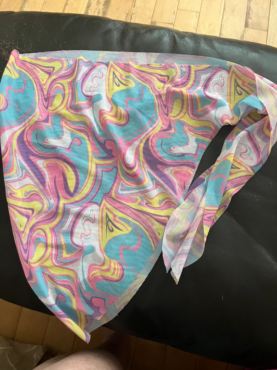 Sheer Mesh Scarf with Swirl Print bikini coverup