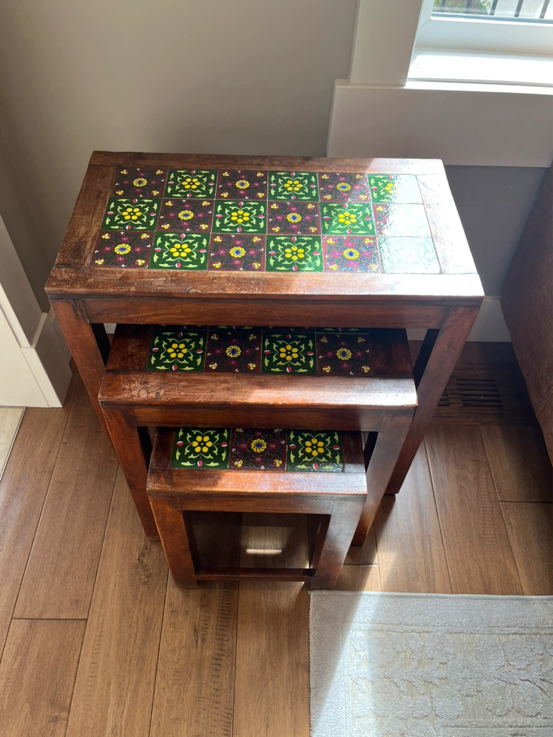 Nesting Tables with Decorative Tile Tops