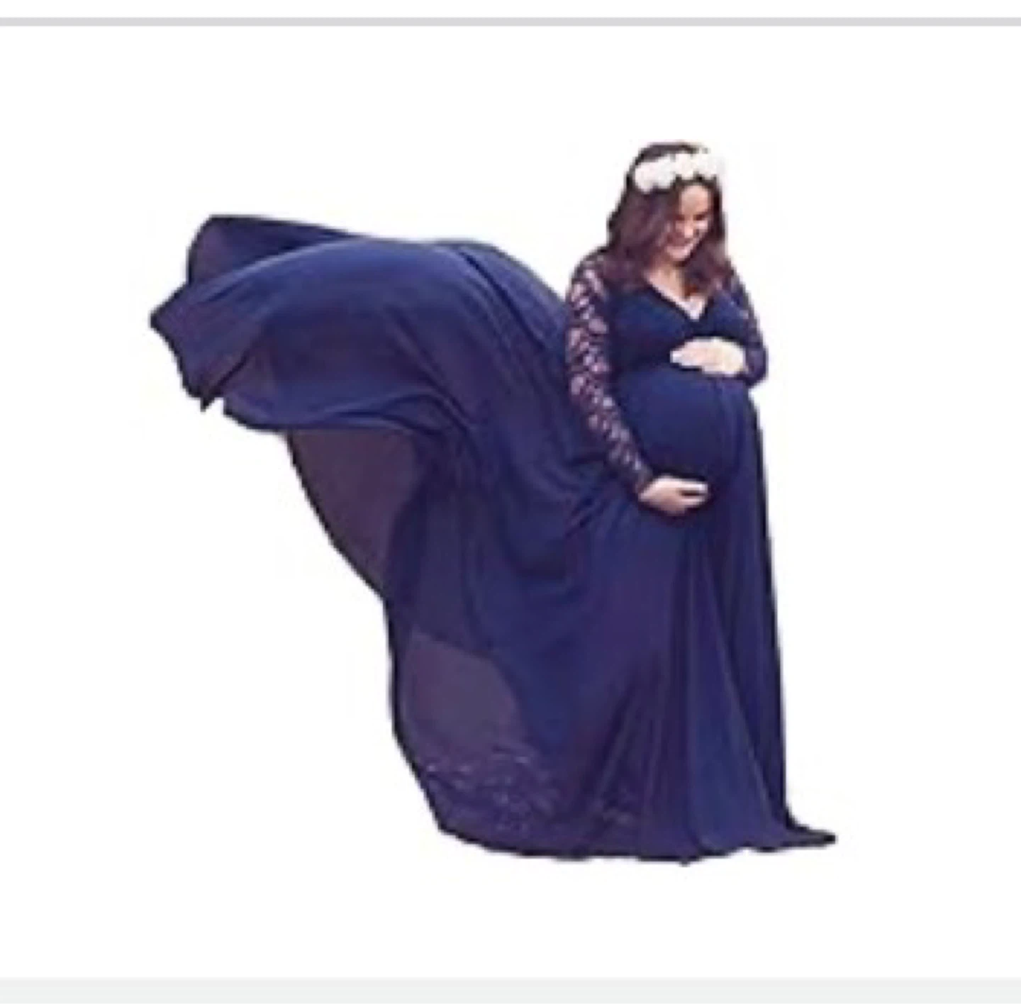 Women's Maternity Lace Gown Navy Blue