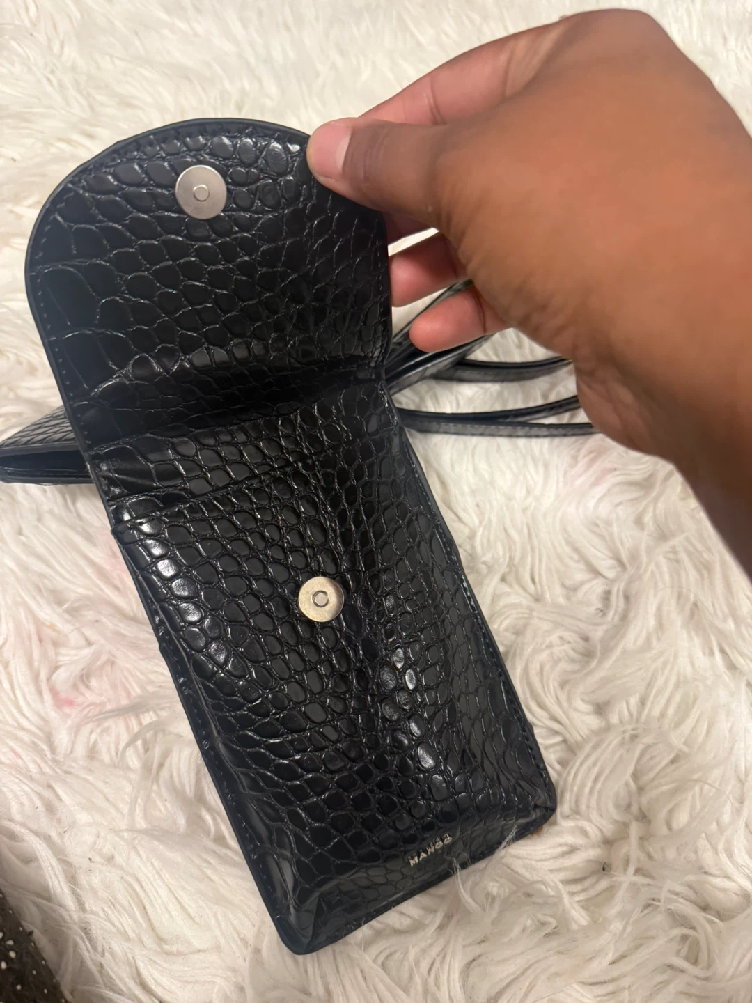 Mango Black Crocodile Embossed Wallet/Phone Holder Set - photo 5