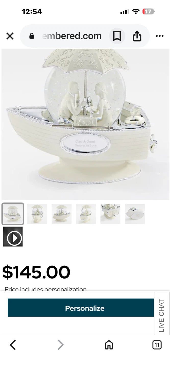 Things Remembered Musical Snow Globe - Love Boat